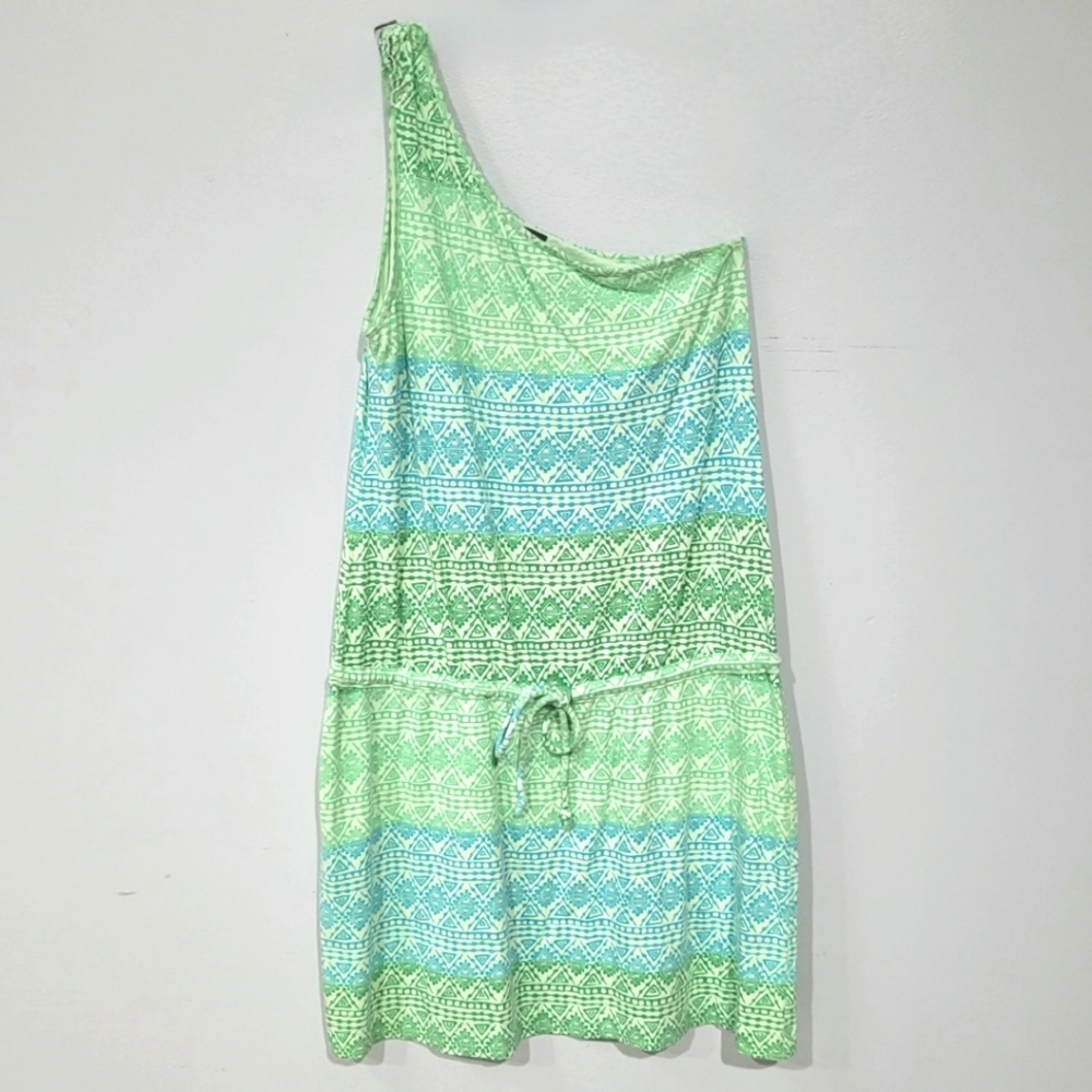 Cool Sundress One Shoulder Beachy Aztec Pattern Romper Dress